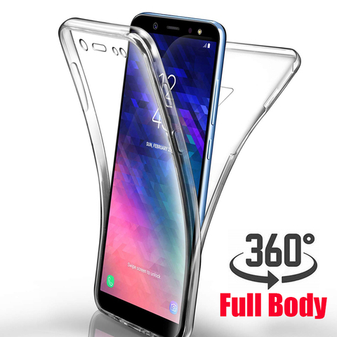 Чехол 360 градусов для Samsung Galaxy A20 A30 A40 A50 A10 A6 A7 A8 Plus 2022 S6 S7 edge S8 s9 J4 J6 A5 мягкий прозрачный чехол для всего тела ► Фото 1/6
