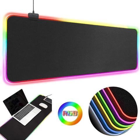 RGB игровой коврик для мыши, большой коврик для мыши, цветсветильник светодиодный светящийся Настольный коврик для мыши, большой коврик для м... ► Фото 1/6