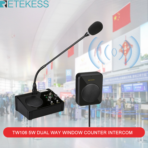 Retekess TW106 5 Вт двухсторонний счетчик для окна, домофон, система для ресторана, банка, офисного магазина ► Фото 1/6