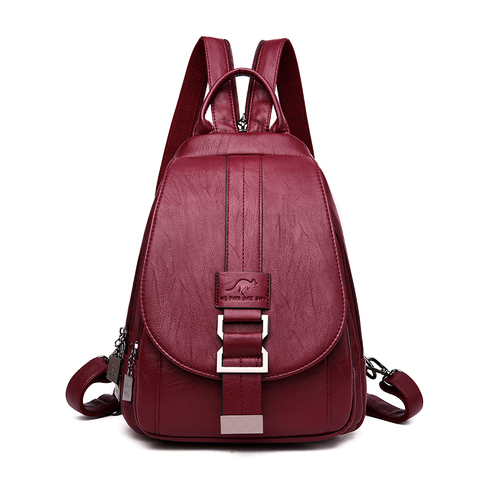 Women Backpack Soft Leather Shoulder Bags For Women Multi-Function Bagpack Female Preppy School Backpacks For Teenage Girls ► Фото 1/6