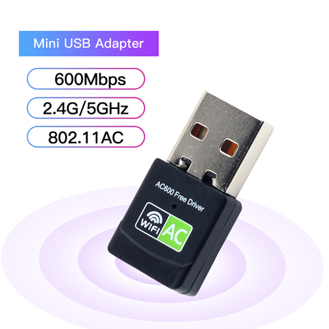 Мини USB WiFi адаптер 600 Мбит/с Беспроводной адаптера переменного тока для портативных ПК USB Ethernet Lan Dongle 2,4 г/5G сетевой карты USB антенны Wi-Fi приемник ► Фото 1/6