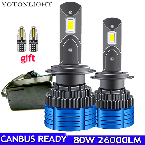 2 x H1 H3 H4 H7 Led Canbus H11 светодиодные лампы для фар без ошибок 9005 Hb3 9006 Hb4 H8 H9 9012 Hir2 лампы высокой мощности 80 Вт 26000lm 6000k ► Фото 1/6