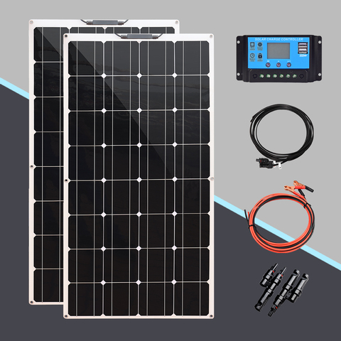 Солнечная панель батарея 12v гибкий полный комплект 200 Вт 100 Вт солнечное зарядное устройство 12 В солнечная батарея для 1000 Вт домашняя система... ► Фото 1/6