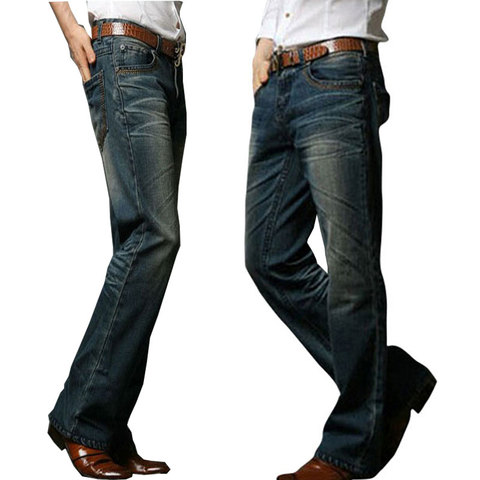 Мужские джинсы, Мужские расклешенные джинсы, расклешенные эластичные облегающие джинсы со средней талией, мужские дизайнерские классические джинсы, байкерские джинсы ► Фото 1/6