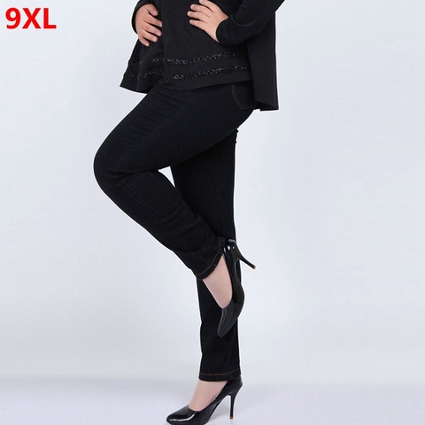 Женские брюки-карандаш с высокой талией, черные, 9XL, 7XL, 8XL, 200 кг ► Фото 1/4