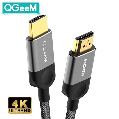 QGEEM HDMI кабель HDMI к HDMI 2,0 кабель 4K для Xiaomi проектор, переключатель, PS4 телевизор TVBox xbox 360 1 м 2 м 5 м кабель HDMI ► Фото 1/6
