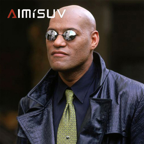 AIMISUV Мужские Круглые Солнцезащитные очки без оправы, мужские классические очки Matrix Morpheus с зажимом, мини-очки без оправы, брендовые дизайнерс... ► Фото 1/6