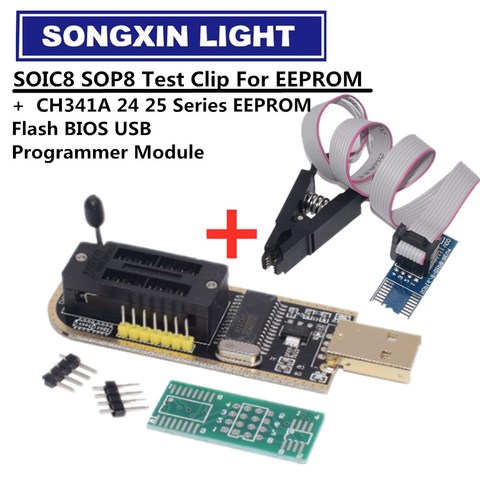 Программатор для Flash BIOS USB серии CH341A 24 25, 1 шт. + тестовый зажим SOIC8 SOP8 для EEPROM 93CXX / 25CXX / 24CXX ► Фото 1/6