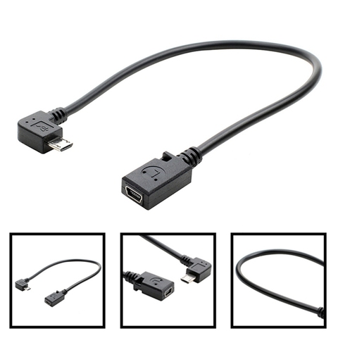 Кабель-преобразователь для передачи данных 90 градусов 90 градусов Micro USB штекер-мини USB гнездо адаптер конвертер кабель для передачи данных ► Фото 1/1