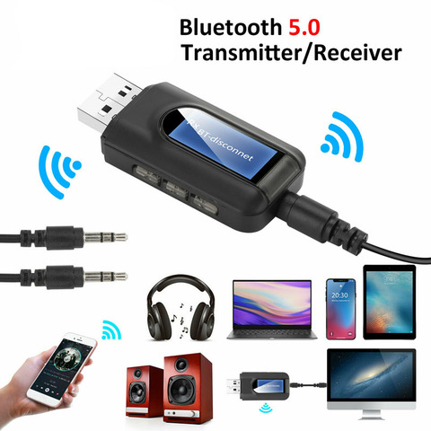 BT10 2 в 1 по Wi-Fi Bluetooth 5,0 аудио передатчик приемник 3,5 мм AUX USB Беспроводной адаптер BT-10 для автомобиля, Hi-Fi, ПК ТВ наушников ► Фото 1/1