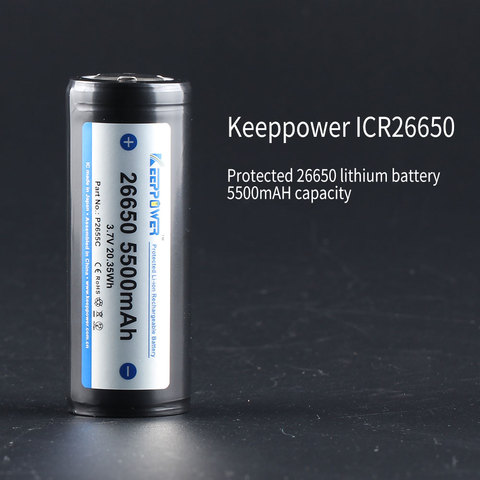 1 шт. защищенная батарея Keeppower 26650 5500 мАч 3,7 в для фонарика ICR26650 ► Фото 1/3