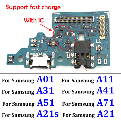 Плата зарядного устройства с USB-портом, гибкий кабель для Samsung Galaxy A51, A515F, A11, A01, A21s, A31, A41, A71, док-разъем с Micro ► Фото 1/6