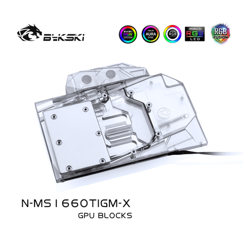 Водяной блок Bykski для MSI GeForce GTX 1660 Ti Gaming X 6G / GTX 1660 ARMOR OC/медный радиаторный блок с полным покрытием/светильник RGB ► Фото 1/6