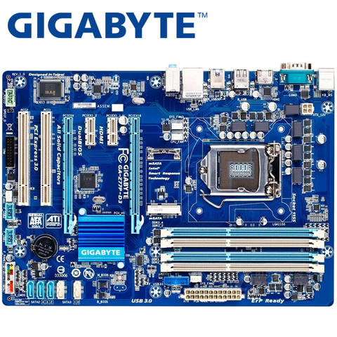 Настольная Материнская плата GIGABYTE GA-Z77P-D3 Z77 Socket LGA 1155 i3 i5 i7 DDR3 32G ATX UEFI BIOS оригинальная Z77P-D3 б/у ► Фото 1/3