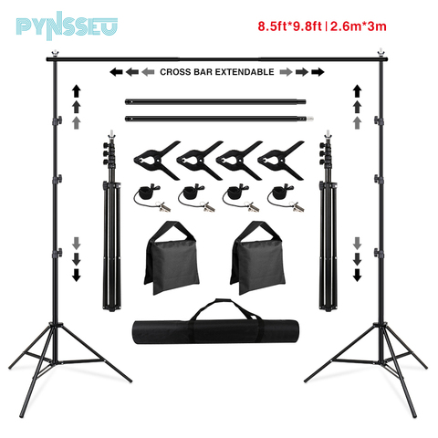 Подставка для фона PYNSSEU 8,5x10 футов, регулируемый муслин для фотографии, система поддержки фона для фотостудии ► Фото 1/6