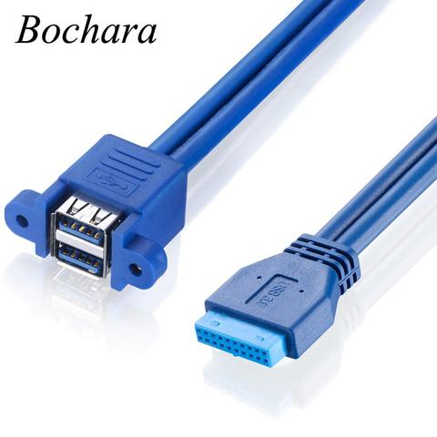 Материнская плата Bochara, 20Pin к двойному USB 3,0 гнездовой кабель с винтовой панелью, крепление 50 см ► Фото 1/6