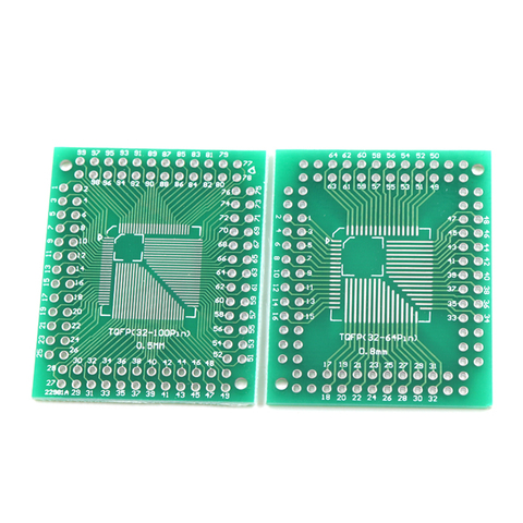 5 шт. Fqfp tqfp 32 44 64 80 100 lqfp smd клавиатуры адаптер PCB плата преобразователь пластина 0,5/0,8 мм ► Фото 1/2