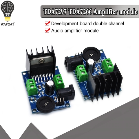 Плата аудио HIFI двухканальная TDA7266 TDA7297, модуль операционного усилителя звука, чипы 7 Вт + 7 Вт, двухканальный 4-8 Ом 5-15 Вт ► Фото 1/6