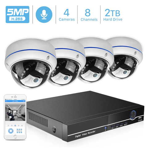BESDER 8CH 4MP POE NVR CCTV система безопасности 4 шт. 4MP 2MP аудио запись IP камера Антивандальный ИК P2P видео наблюдение комплект аудио ► Фото 1/6