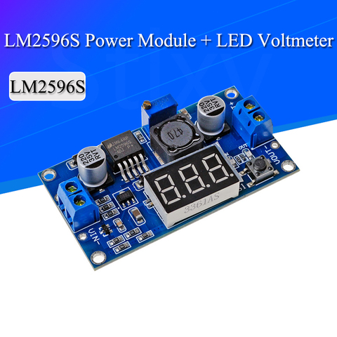 Модуль питания LM2596S + светодиодный вольтметр, Регулируемый понижающий модуль питания с цифровым дисплеем ► Фото 1/4