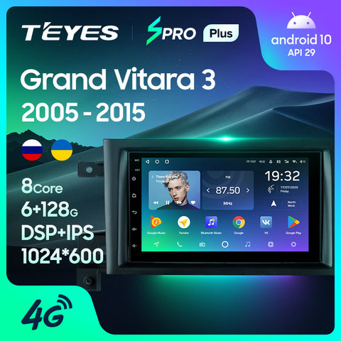 TEYES SPRO Plus Штатная магнитола For Сузуки Гранд Витара 3 For Suzuki Grand Vitara 3 2005 - 2015 Android 10 до 8-ЯДЕР до 6 + 128ГБ 16*2EQ + DSP 2DIN автомагнитола 2 DIN DVD мультимедиа автомобиля головное устройство ► Фото 1/6