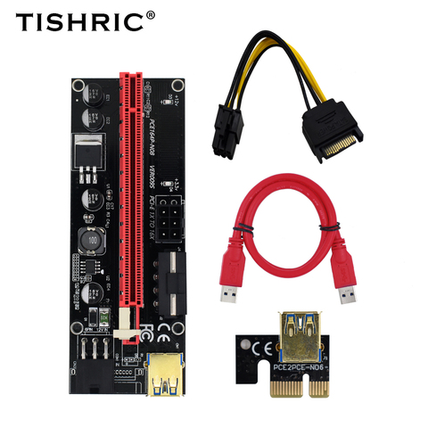 TISHRIC PCI-E 006/008s/009s карта PCIE PCI E удлинитель USB 3,0 SATA 4Pin Molex адаптер кабель добыча стояк для видеокарты ► Фото 1/6