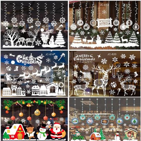 Новогодние наклейки на окно Huiran 2022, настенный Рождественский Декор на окно и стены, Новогодний Декор для дома ► Фото 1/6