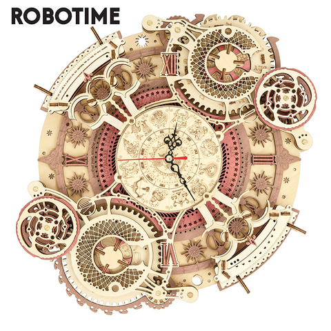 Robotime ART DIY 3D деревянная игра-головоломка, Зодиак, настенные часы, сборка, игрушка, строительство, подарок для детей, взрослых, LC ► Фото 1/1