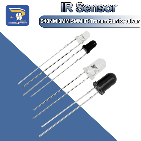 10 пар F3 3 мм F5 5 мм 940nm светодиоды инфракрасный излучатель и ИК передатчик приемник диоды 301A инфракрасный на трубку для Arduino ► Фото 1/6