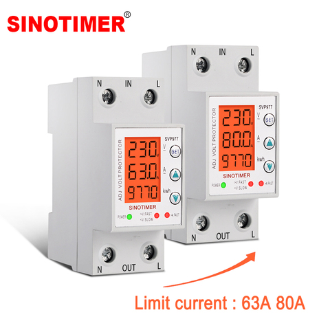 ЖК-дисплей 63A 80A 230V AC автоматическое повторное подключение Защита от перенапряжения Защита от перегрузки по току реле с функцией обратного о... ► Фото 1/6