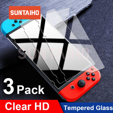 Защитное стекло для Nintendo Switch, 3 упаковки, закаленное стекло, Защита экрана для Nintendos Switch NS, стеклянные аксессуары, пленка для экрана ► Фото 1/6