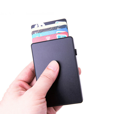 ZOVYVOL алюминиевый Умный кошелек с защитой от кражи, тонкий модный клатч RFID, всплывающая кнопка, держатель для карт, чехол для карт с именем ► Фото 1/6