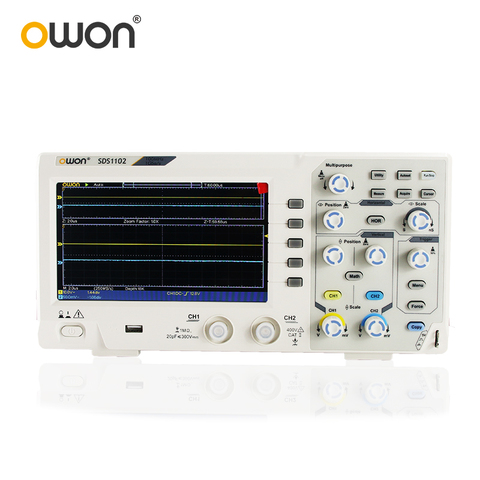 OWON SDS1102 2-канальный цифровой осциллограф, полоса пропускания 100 МГц 1GS/s, высокоточный осциллограф ► Фото 1/6