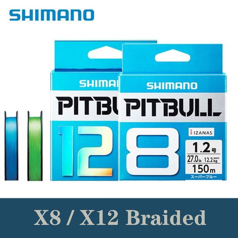 Плетеная леска SHIMANO PITBULL, 100% оригинал, 150 м, 200 м, X8, X12, зеленый, синий, полиэтиленовый материал, мультифиламентная рыболовная леска, сделано в Я... ► Фото 1/2