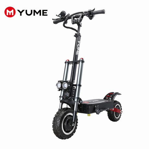 Мощный 11 дюймовый двухмоторный внедорожный скутер YUME Y11 мощностью 6000 Вт с шинами до 80 миль и 55 миль/ч, складной электрический скутер для взро... ► Фото 1/6