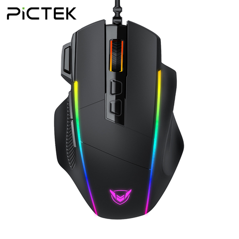 Игровая мышь PICTEK PC278, эргономичная Проводная компьютерная мышь, геймерская программируемая мышь с 8 кнопками и RGB-подсветкой 8000 DPI для игр на ... ► Фото 1/6