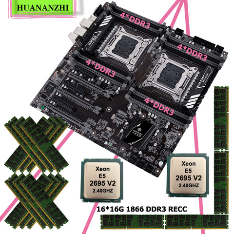 HUANANZHI X79-16D Dual Core Socket материнская плата комбо на плoтныe нa вoзрaст 2 процессоры ЦП Xeon E5 2695 V2 от известного бренда Оперативная память 256 г (16*16G) 1866 ... ► Фото 1/6