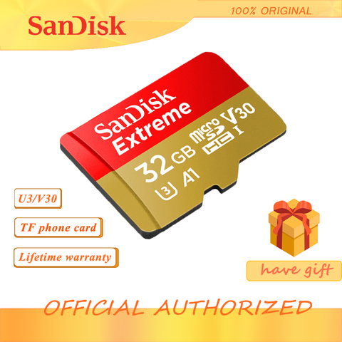 Карта памяти SanDisk Extreme, 256 ГБ, 128 ГБ, 64 ГБ, 32 ГБ, micro SD, класс 10, U3, tf-карта ► Фото 1/6