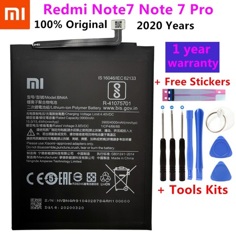 100% оригинальная запасная батарея для Xiaomi Redmi Note7 Note 7 Pro M1901F7C BN4A натуральная батарея для телефона 4000 мАч + Бесплатные инструменты ► Фото 1/5