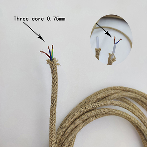 Винтажный RopeTwisted желтый электрический провод 3*0,75 мм 2*0,75 мм, веревка из пеньковой веревки, витой провод, плетеный Ретро подвесной светильник,... ► Фото 1/6