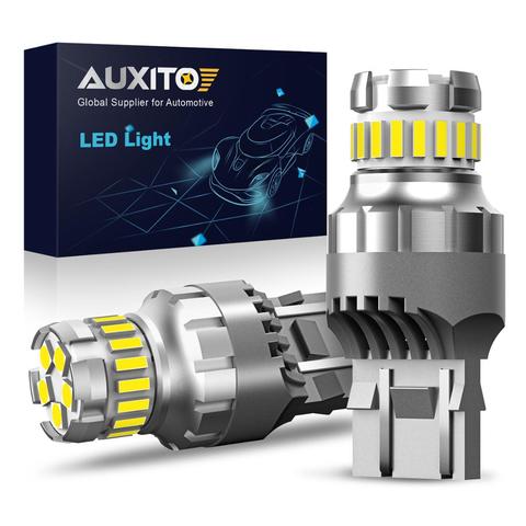 AUXITO 2x7443 7444 T20 W21/5 Вт Светодиодный светильник для Lada Kalina Granta Веста DRL светодиодный лампы 12V 6500K белый супер яркий 3030 4014 SMD ► Фото 1/6