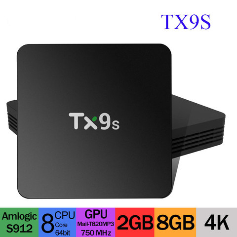 ТВ-приставка TX9S 2 ГБ 8 ГБ Восьмиядерный процессор Amlogic S912 2,4G Wifi 4K HD телеприставка Google Assistant Android Smart Media Player TX9S ► Фото 1/5