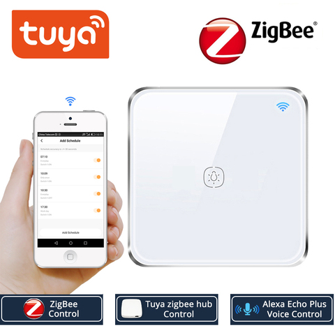 Переключатель Tuya ZigBee без нейтрального провода, наклейка для сенсорного выключателя TuYa ZigBee Hub с управлением через приложение ► Фото 1/5