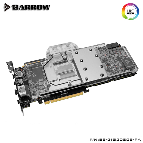 Barrow полный охват GPU водяной блок для Gigabyte VGA RTX 2080 2070 SUPER GAMING OC Aurora BS-GIG2080S-PA ► Фото 1/6