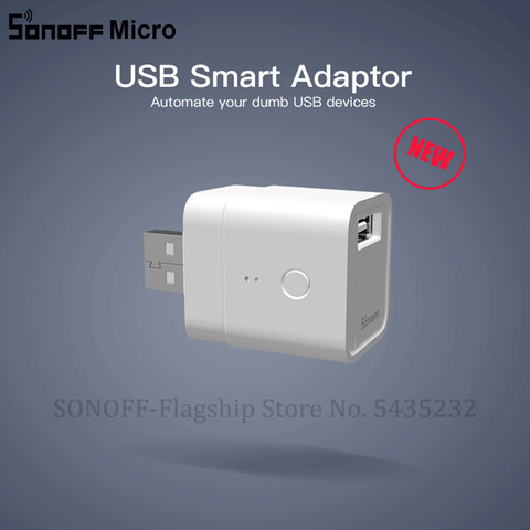 Itead SONOFF Mirco USB 5 в беспроводной USB Смарт-адаптер делает USB устройства Смарт через приложение eWeLink дистанционное управление Alexa Google Home работать с Алиса ► Фото 1/6