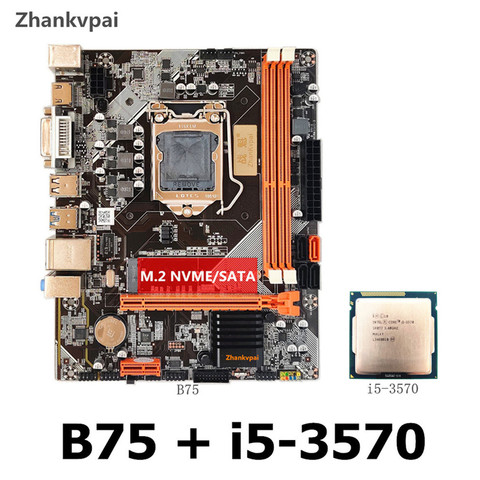 Новый B75 LGA1155 DDR3 материнская плата + intel core quad core i5-3570CPU интегрированное ядро дисплей основная частота 3,4 ГГц комплект материнской платы ► Фото 1/6