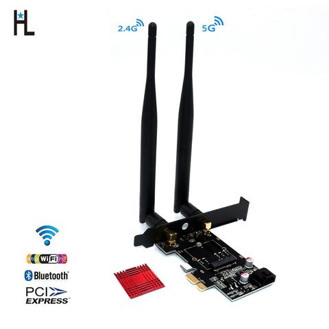 Сетевая карта PCIE M.2, Wi-Fi адаптер, 5 ГГц, стандартная, беспроводная, PCI Express, Wi-Fi, Bluetooth адаптер, AC 9260, M2, Wi-Fi антенна для ПК ► Фото 1/6