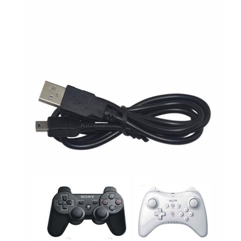 Зарядное устройство Mini usb, кабель питания, зарядный шнур, провод для контроллера Sony Playstation Dualshock 3 PS3 Nintend WIIU Wii U Pro, геймпад ► Фото 1/2