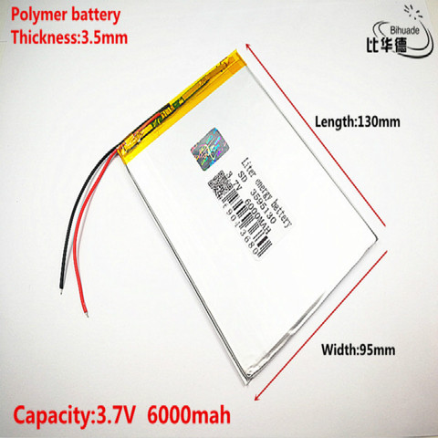 Хорошее качество 3,7 V, 6000mAH 3595130 полимер литий-ионный/литий-ионный аккумулятор для планшетных ПК банк, GPS, mp3, mp4 ► Фото 1/4