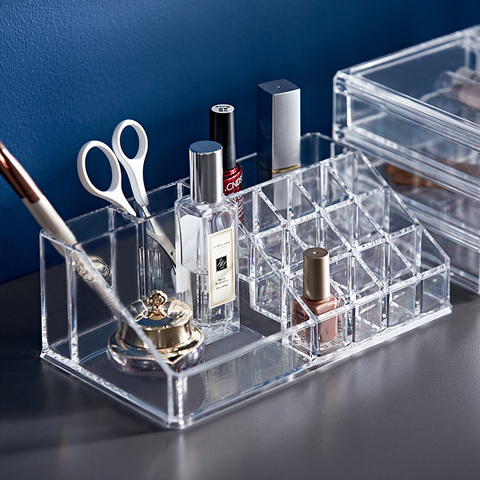 New Trapezoid Plastic Transparent Makeup Display Rack Lipstick Stand Rack Cosmetic Organizer Holder Cosmetic Jewelry Box Holder ► Фото 1/5